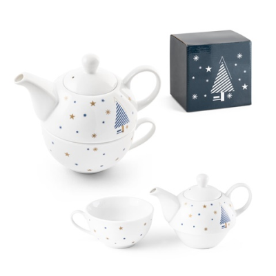 Picture of CHAMOMILE CHRISTMAS PORCELAIN TEA SET.