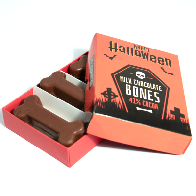 Picture of HALLOWEEN - LARGE ECO MATCHBOX - MILK CHOCOLATE BONES