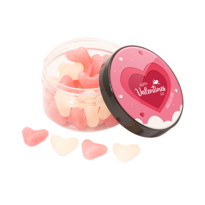 Picture of SCREW TOP JAR - WHITE AND PINK JELLY HEARTS