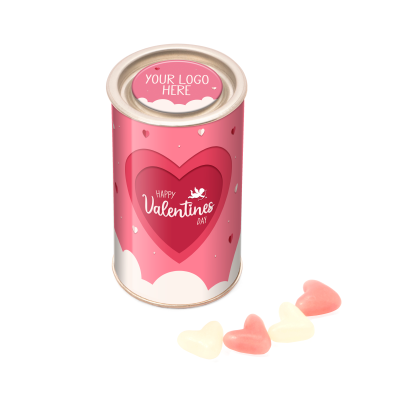 Picture of VALENTINES - SMALL SNACK TUBE - WHITE & PINK JELLY HEARTS