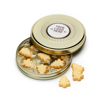 Picture of WINTER COLLECTION - SHALLOW GOLD TREAT TIN - FESTIVE SHORTBREAD BISCUIT