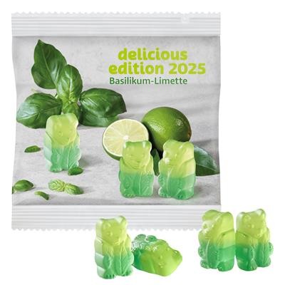 Picture of VEGAN BASIL-LIME BEARS in a Compostable Bag.