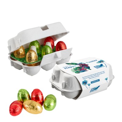 Picture of PAPER EASTER EGG BOX OF 6 with Ferrero Küsschen Mini Eggs