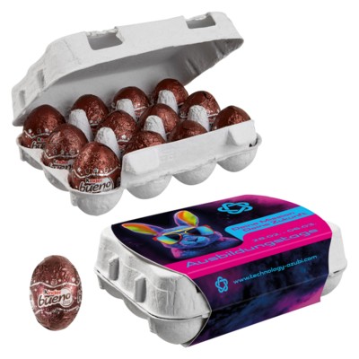 Picture of PAPER EASTER EGG BOX OF 12 with Kinder Bueno Mini Eggs