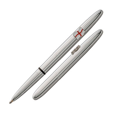 Picture of FISHER SILVER CHROME BULLET SPACE PEN with St Georges Flag.