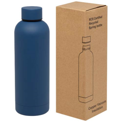 Picture of SPRING 500 ML RECYCLED STAINLESS STEEL METAL COPPER VACUUM THERMAL INSULATED BOTTLE in Ocean Blue.