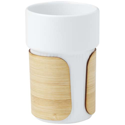 Picture of FIKA 340 ML TUMBLER with Bamboo Sleeve in White