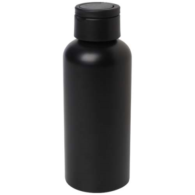 Picture of TRINITY 600 ML RCS CERTIFIED RECYCLED ALUMINIUM METAL WATER BOTTLE with RPET Lid in Solid Black