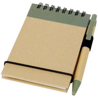 Picture of ZUSE A7 RECYCLED JOTTER NOTE PAD with Pen in Heather Green_&_Natural.