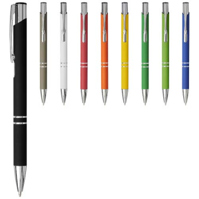 Picture of MONETA SOFT TOUCH BALL PEN (BLACK INK) in Solid Black.