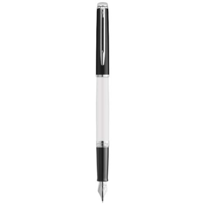 Picture of HEMISPHERE COLOUR BLOCKING FOUNTAIN PEN with Palladium Trim in White & Solid Black.