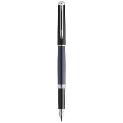 Picture of HEMISPHERE COLOUR BLOCKING FOUNTAIN PEN with Palladium Trim in Blue & Solid Black.