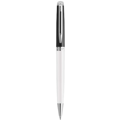 Picture of HEMISPHERE COLOUR BLOCKING BALL PEN with Palladium Trim in White&Solid Black.