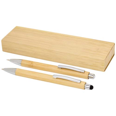 Picture of Oblys bamboo ballpoint pen and mechanical pencil set (black ink)