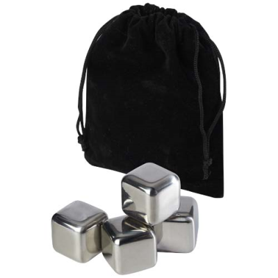 Picture of FROZ STAINLESS STEEL METAL ICE CUBES SET in Solid Black & Silver