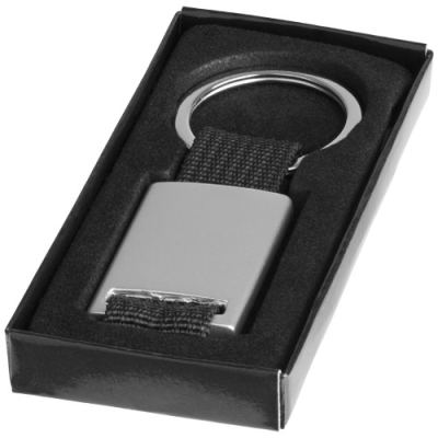 Picture of ALVARO WEBBING KEYRING CHAIN in Solid Black & Silver