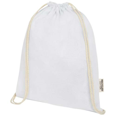 Picture of OREGON 140 G & M² GRS RECYCLED COTTON DRAWSTRING BAG in White