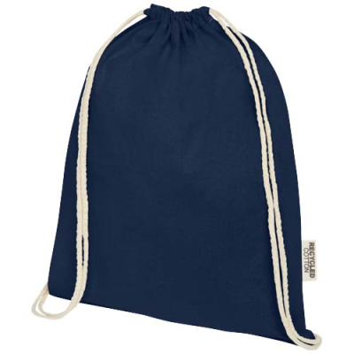 Picture of OREGON 140 G & M² GRS RECYCLED COTTON DRAWSTRING BAG in Navy