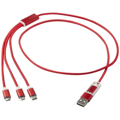 Picture of VERSATILE 5-1 RECYCLED ALUMINIUM METAL CHARGER CABLE in Red