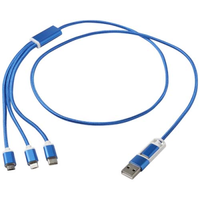 Picture of VERSATILE 5-1 RECYCLED ALUMINIUM METAL CHARGER CABLE in Royal Blue