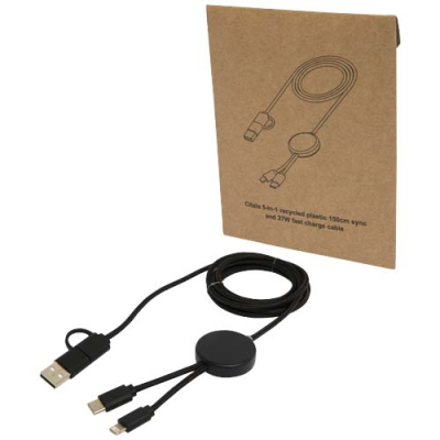 Picture of Citala 5-in-1 recycled plastic 150 cm data sync and 27W fast charge cable