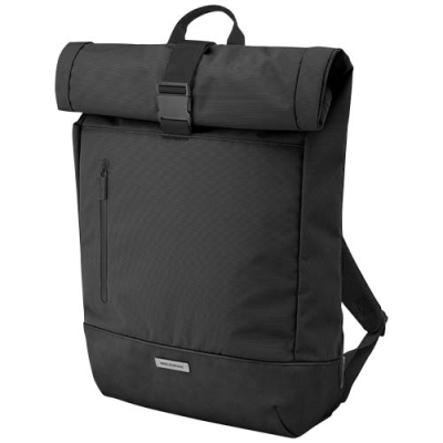 Picture of MOLESKINE METRO ROLLTOP BACKPACK RUCKSACK in Solid Black.