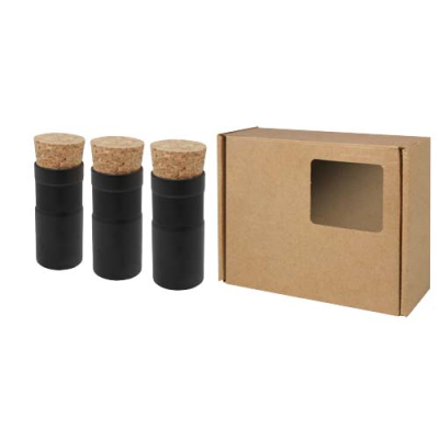 Picture of HEY POTS DESK TOP GARDEN HERB MIX - SET OF THREE in Solid Black.