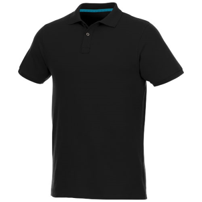 Picture of BERYL SHORT SLEEVE MENS ORGANIC RECYCLED POLO in Solid Black.