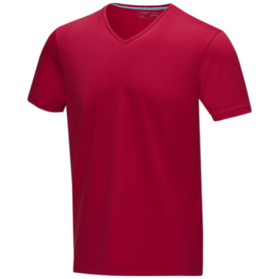 Picture of KAWARTHA SHORT SLEEVE MENS ORGANIC V-NECK TEE SHIRT in Red