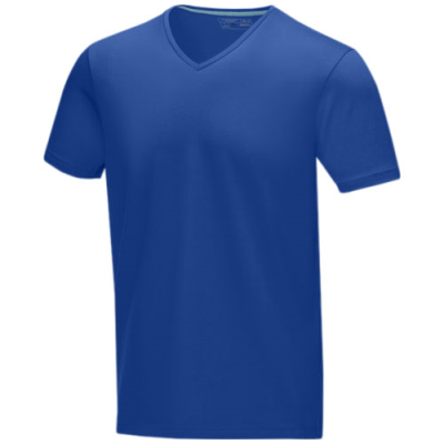 Picture of KAWARTHA SHORT SLEEVE MENS ORGANIC V-NECK TEE SHIRT in Blue.