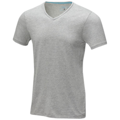 Picture of KAWARTHA SHORT SLEEVE MENS ORGANIC V-NECK TEE SHIRT in Grey Melange