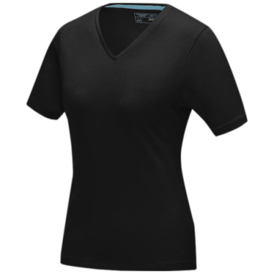 Picture of KAWARTHA SHORT SLEEVE WOMENS ORGANIC V-NECK TEE SHIRT in Solid Black.