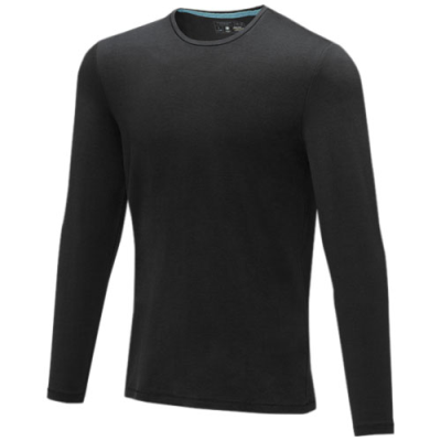 Picture of PONOKA LONG SLEEVE MENS ORGANIC TEE SHIRT in Solid Black