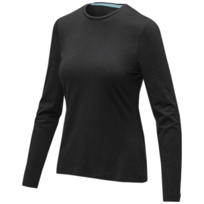 Picture of PONOKA LONG SLEEVE WOMENS ORGANIC TEE SHIRT in Solid Black.