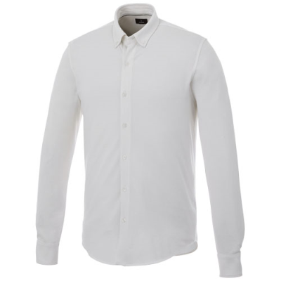 Picture of BIGELOW LONG SLEEVE MENS PIQUE SHIRT in White.