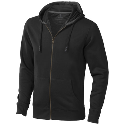 Picture of ARORA MENS FULL ZIP HOODED HOODY in Solid Black.