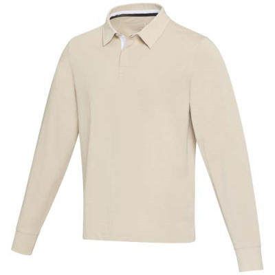 Picture of CLYDE UNISEX ORGANIC RUGBY POLO SWEATSHIRT in Oatmeal.