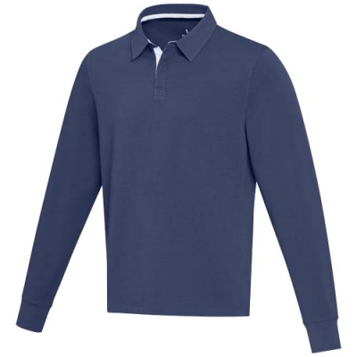 Picture of CLYDE UNISEX ORGANIC RUGBY POLO SWEATSHIRT in Navy.