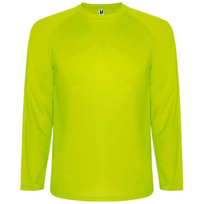 Picture of MONTECARLO LONG SLEEVE CHILDRENS SPORTS TEE SHIRT in Fluor Yellow.