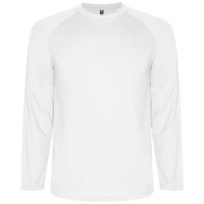 Picture of MONTECARLO LONG SLEEVE CHILDRENS SPORTS TEE SHIRT in White.