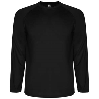 Picture of MONTECARLO LONG SLEEVE CHILDRENS SPORTS TEE SHIRT in Solid Black.