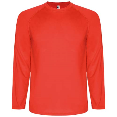 Picture of MONTECARLO LONG SLEEVE CHILDRENS SPORTS TEE SHIRT in Red.