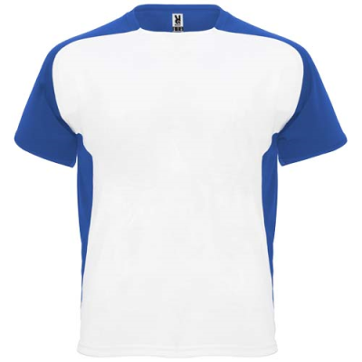 Picture of BUGATTI SHORT SLEEVE CHILDRENS SPORTS TEE SHIRT in White & Royal Blue.