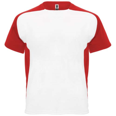 Picture of BUGATTI SHORT SLEEVE CHILDRENS SPORTS TEE SHIRT in White & Red