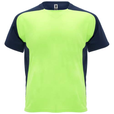 Picture of BUGATTI SHORT SLEEVE CHILDRENS SPORTS TEE SHIRT in Fluor Green & Navy Blue