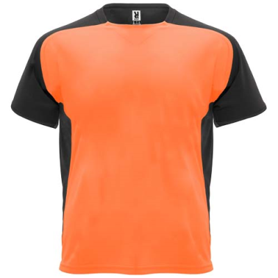 Picture of BUGATTI SHORT SLEEVE CHILDRENS SPORTS TEE SHIRT in Fluor Orange & Solid Black.