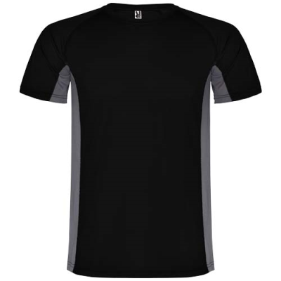 Picture of SHANGHAI SHORT SLEEVE CHILDRENS SPORTS TEE SHIRT in Solid Black & Dark Lead.