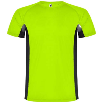 Picture of SHANGHAI SHORT SLEEVE CHILDRENS SPORTS TEE SHIRT in Fluor Green_&_Solid Black