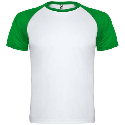 Picture of INDIANAPOLIS SHORT SLEEVE CHILDRENS SPORTS TEE SHIRT in White & Fern Green.