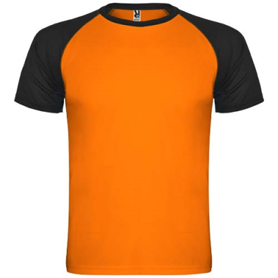 Picture of INDIANAPOLIS SHORT SLEEVE CHILDRENS SPORTS TEE SHIRT in Fluor Orange & Solid Black